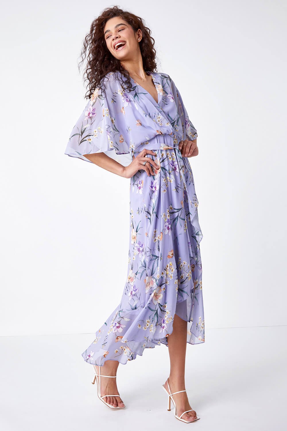 Lilac Chiffon Wrap Maxi Dress , Image 2 of 5