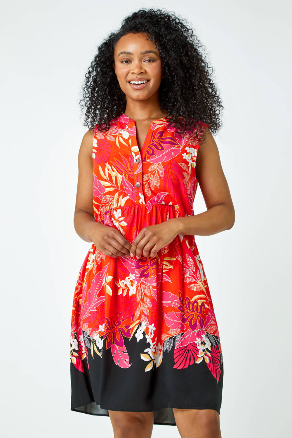 PINK Petite Palm Print Tunic Dress, Image 2 of 5