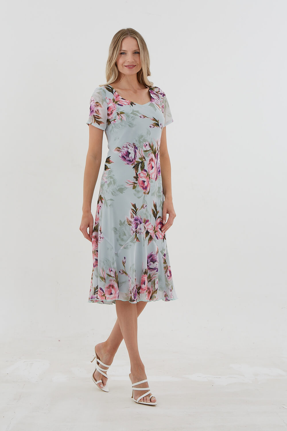 Sage Julianna Floral Print Chiffon Dress, Image 3 of 4