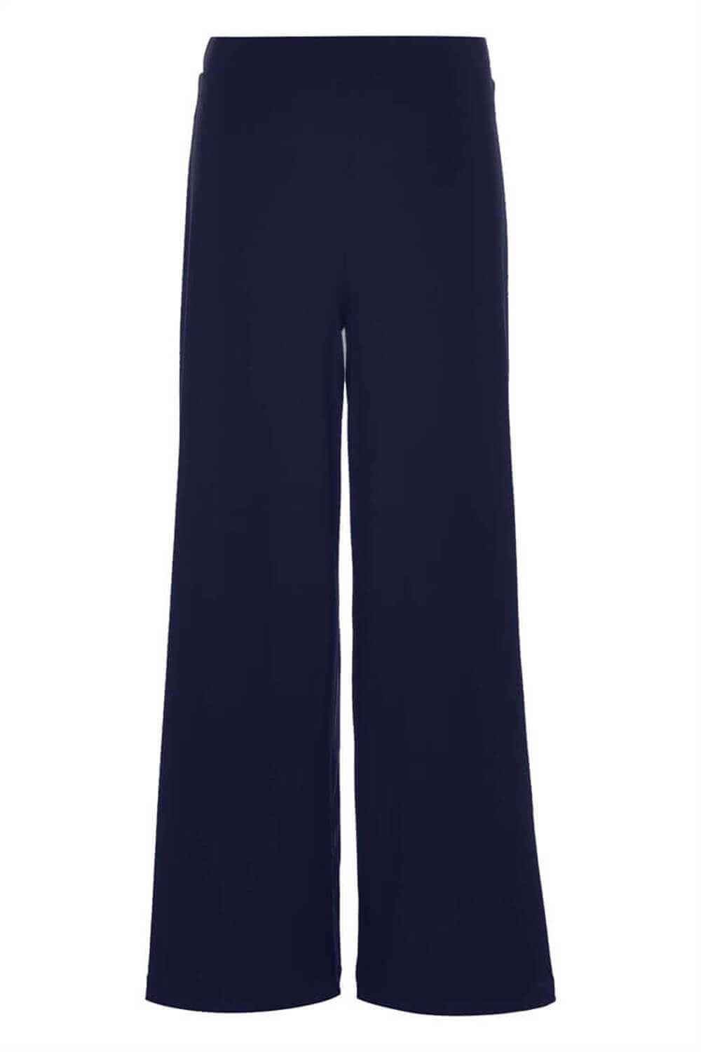 Navy  Wide Leg Stretch Trousers, Image 6 of 6