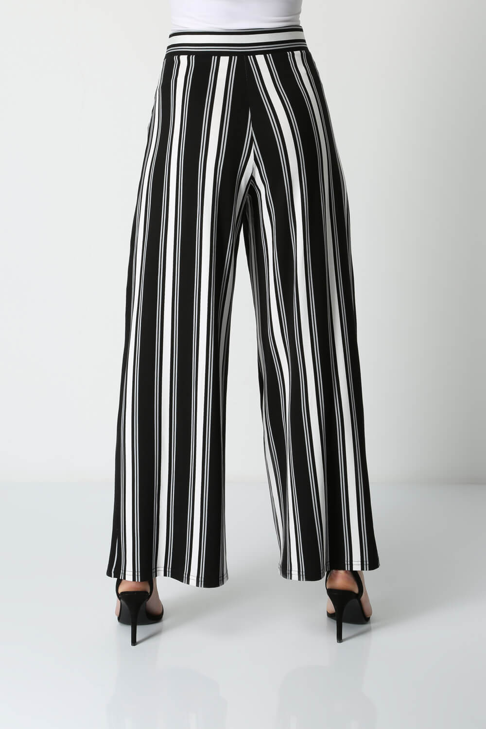 Stripe Wide Leg Trousers in Black - Roman Originals UK