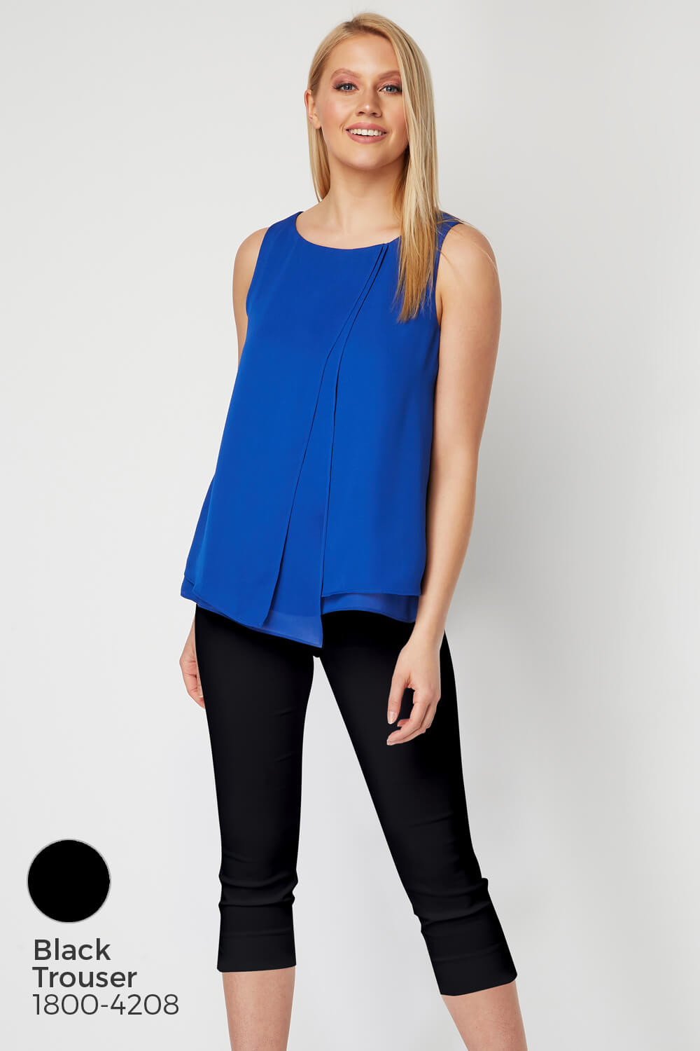 Royal Blue Double Layer Chiffon Top, Image 8 of 8