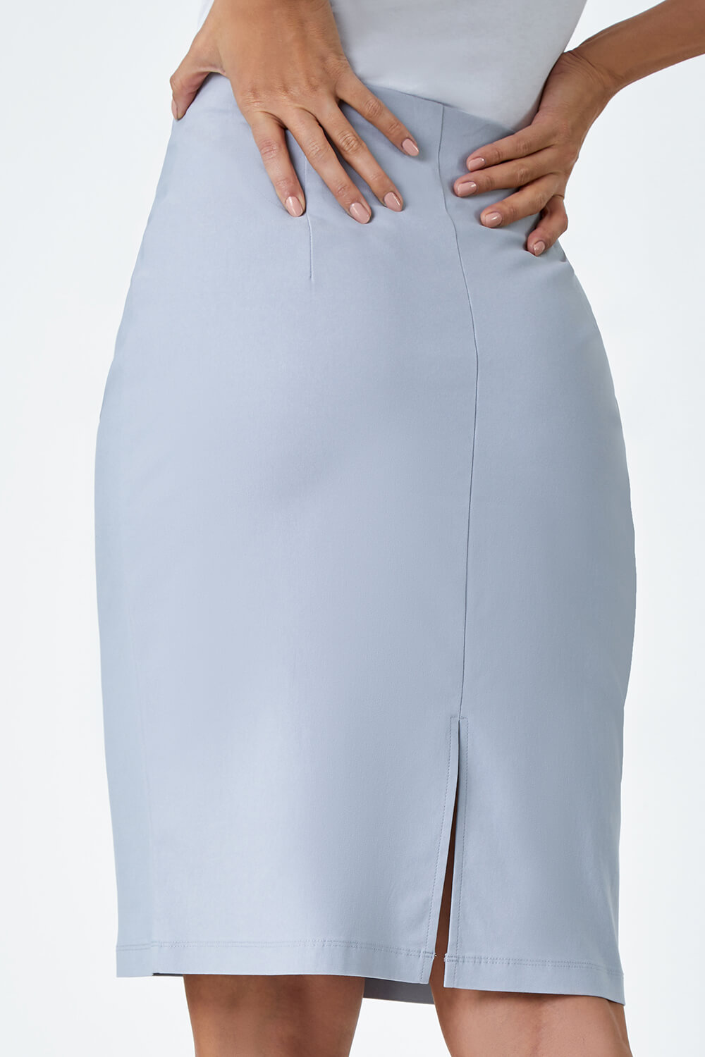 Silver Pull On Stretch Pencil Skirt, Image 5 of 5