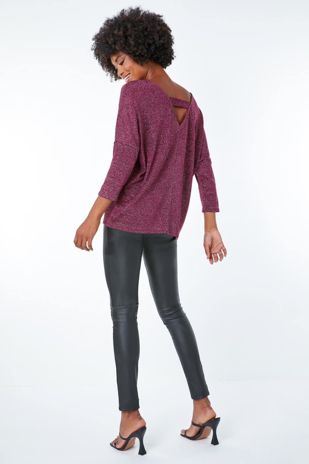 Wine Sparkle Knit Tunic Jumper, Image 4 of 5