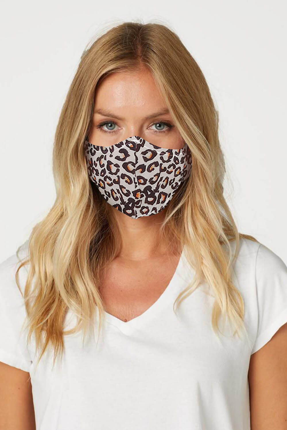 Ivory  Leopard Print Fast Drying Fashion Face Mask, Image 2 of 2