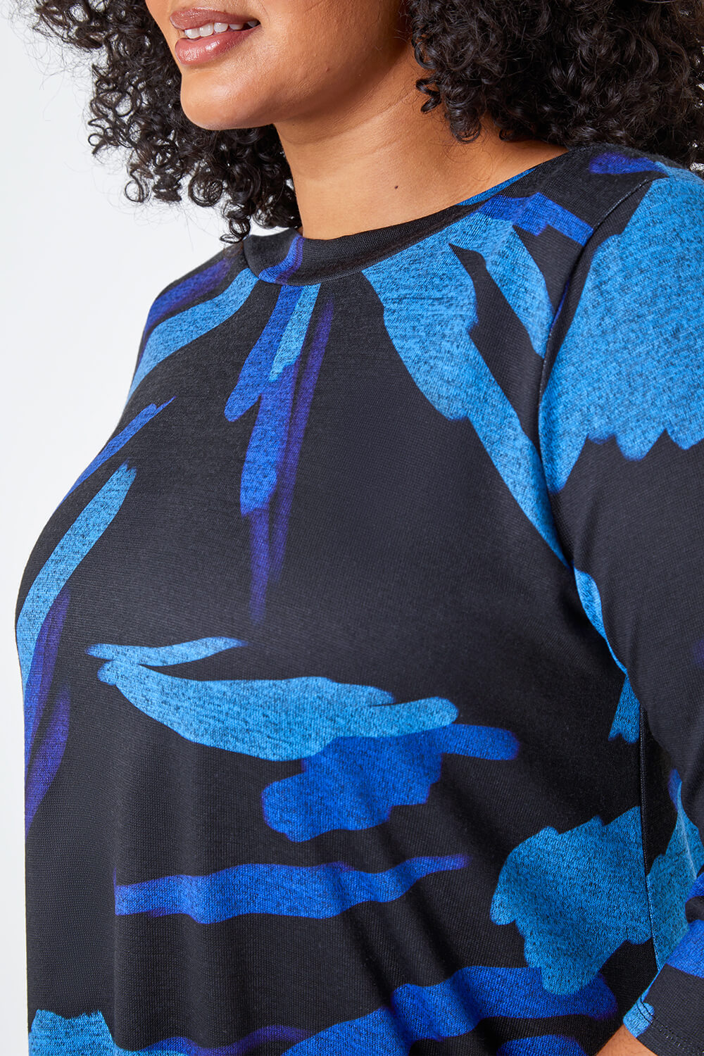 Blue Curve Abstract Print Stretch Tunic, Image 5 of 5