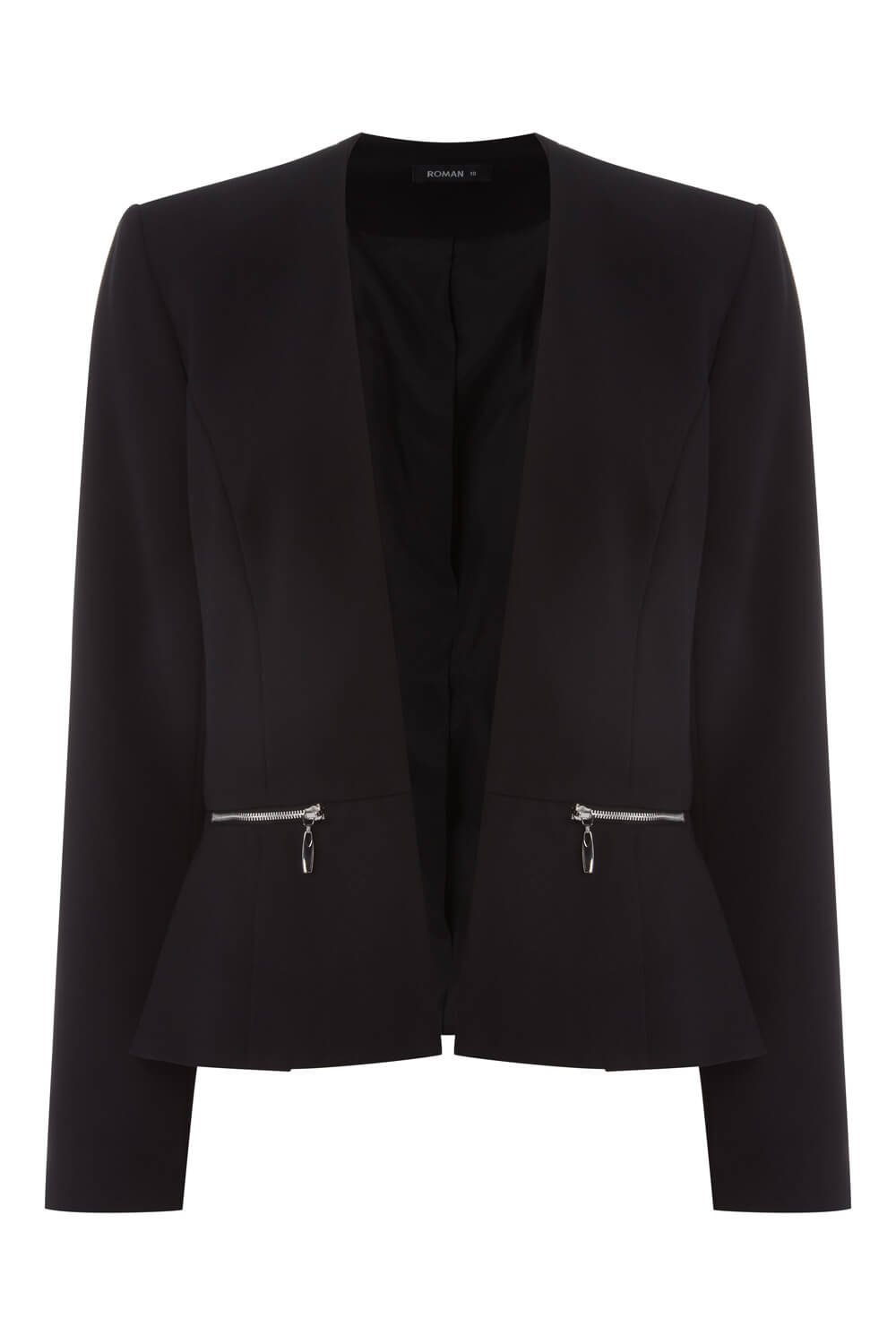 Black Long Sleeve Zip Detail Jacket, Image 4 of 4