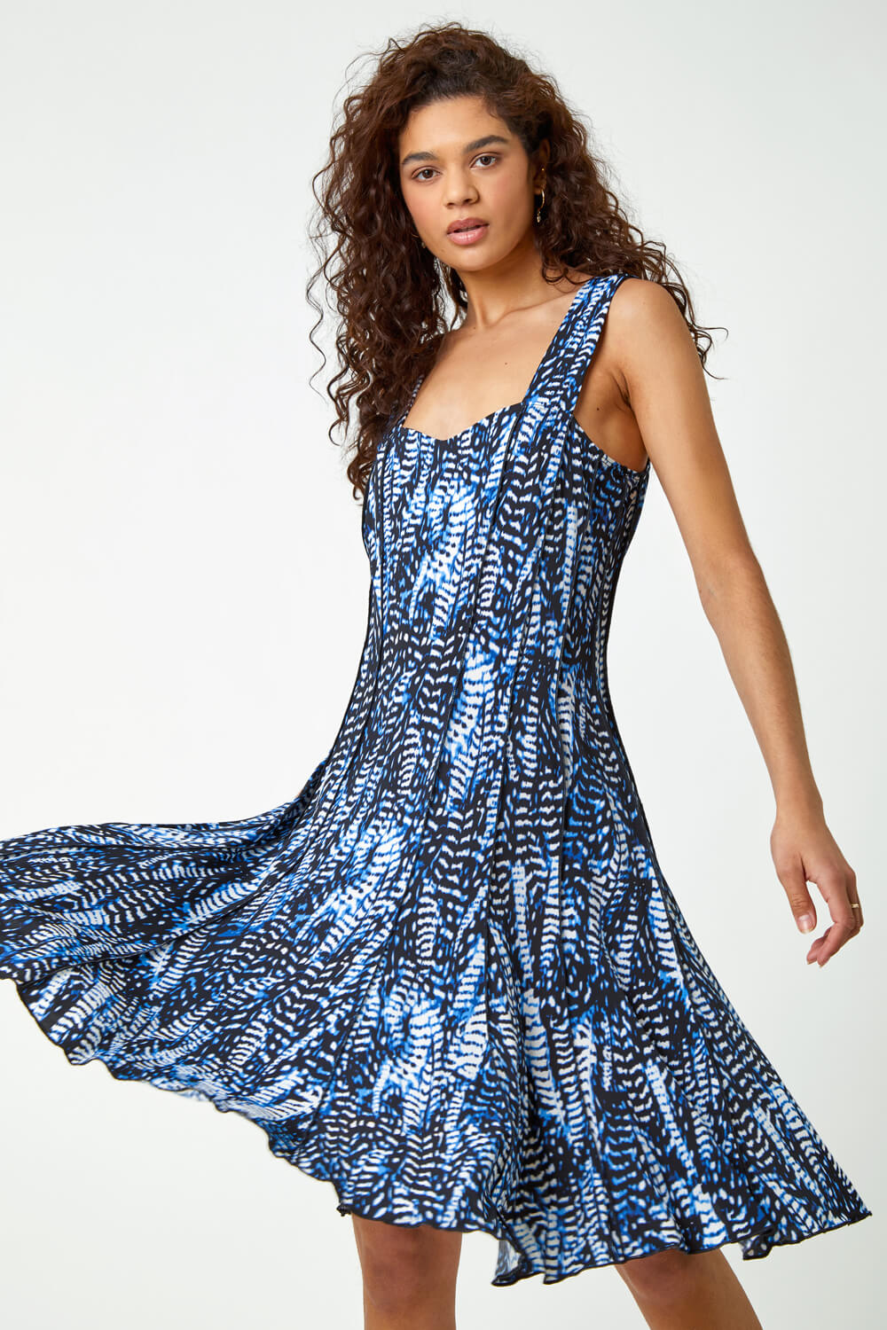 Printed Panel Fit and Flare Dress