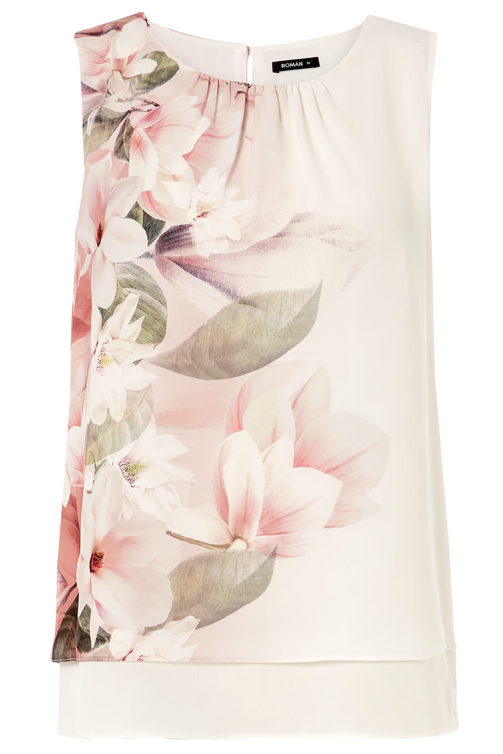 Light Pink Floral Print Chiffon Vest Top, Image 4 of 4