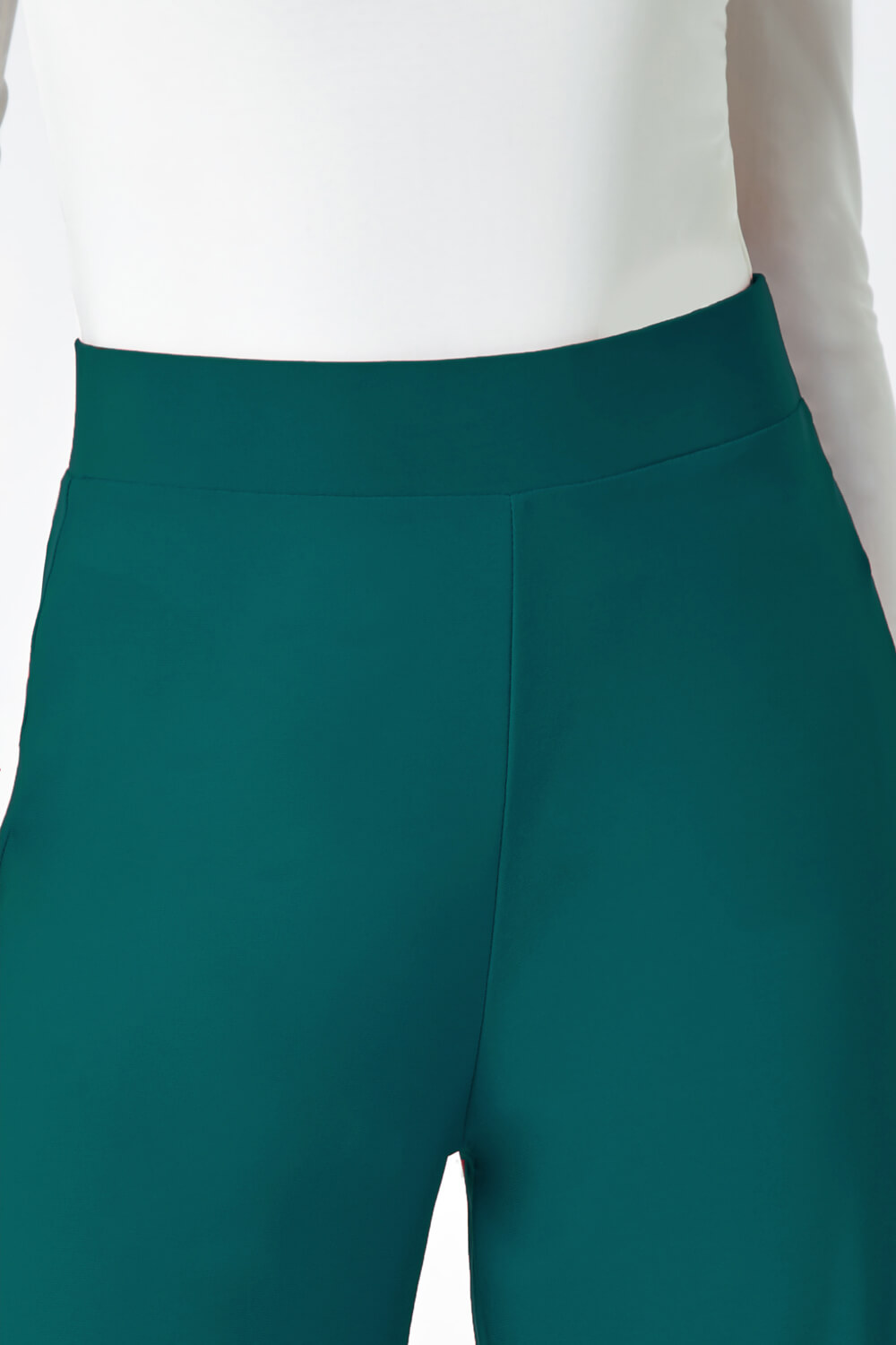 Teal Wide Leg Stretch Trousers, Image 5 of 5