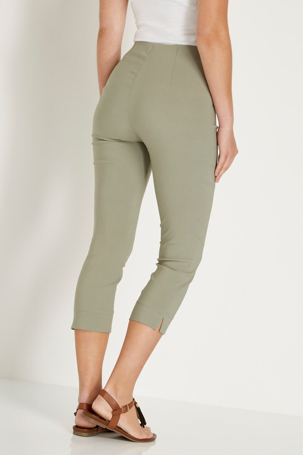 KHAKI Cropped Stretch Trouser, Image 2 of 5