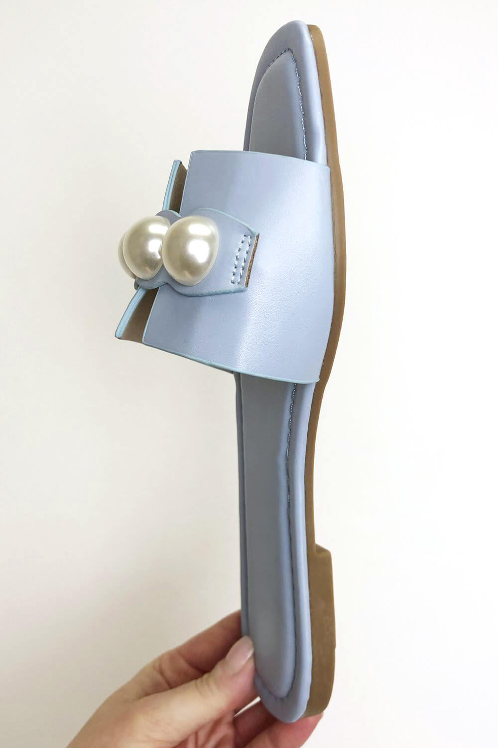 Blue Pearl Detail Sliders Sandals, Image 3 of 4
