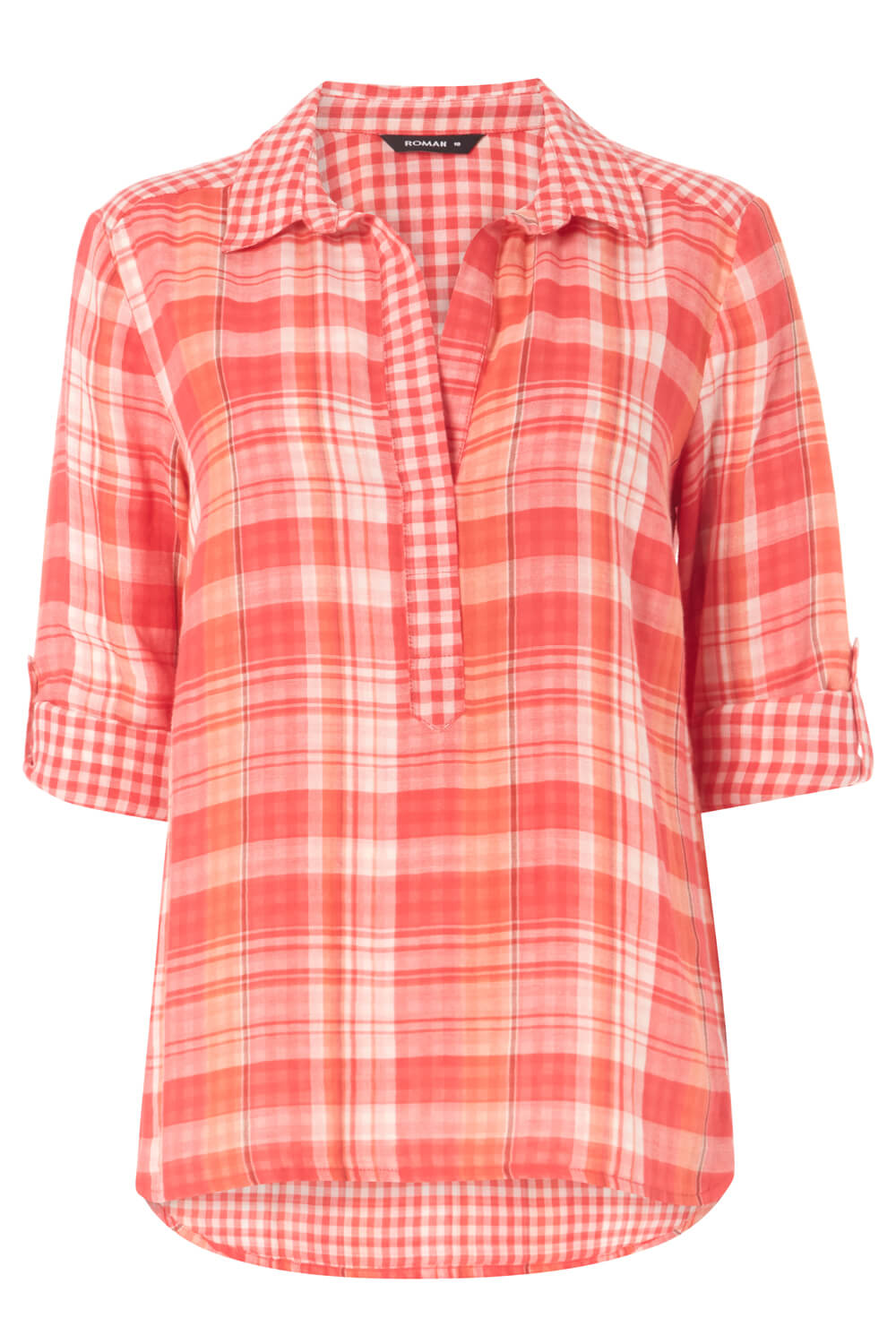 CORAL Contrast Check Print Overshirt, Image 5 of 9
