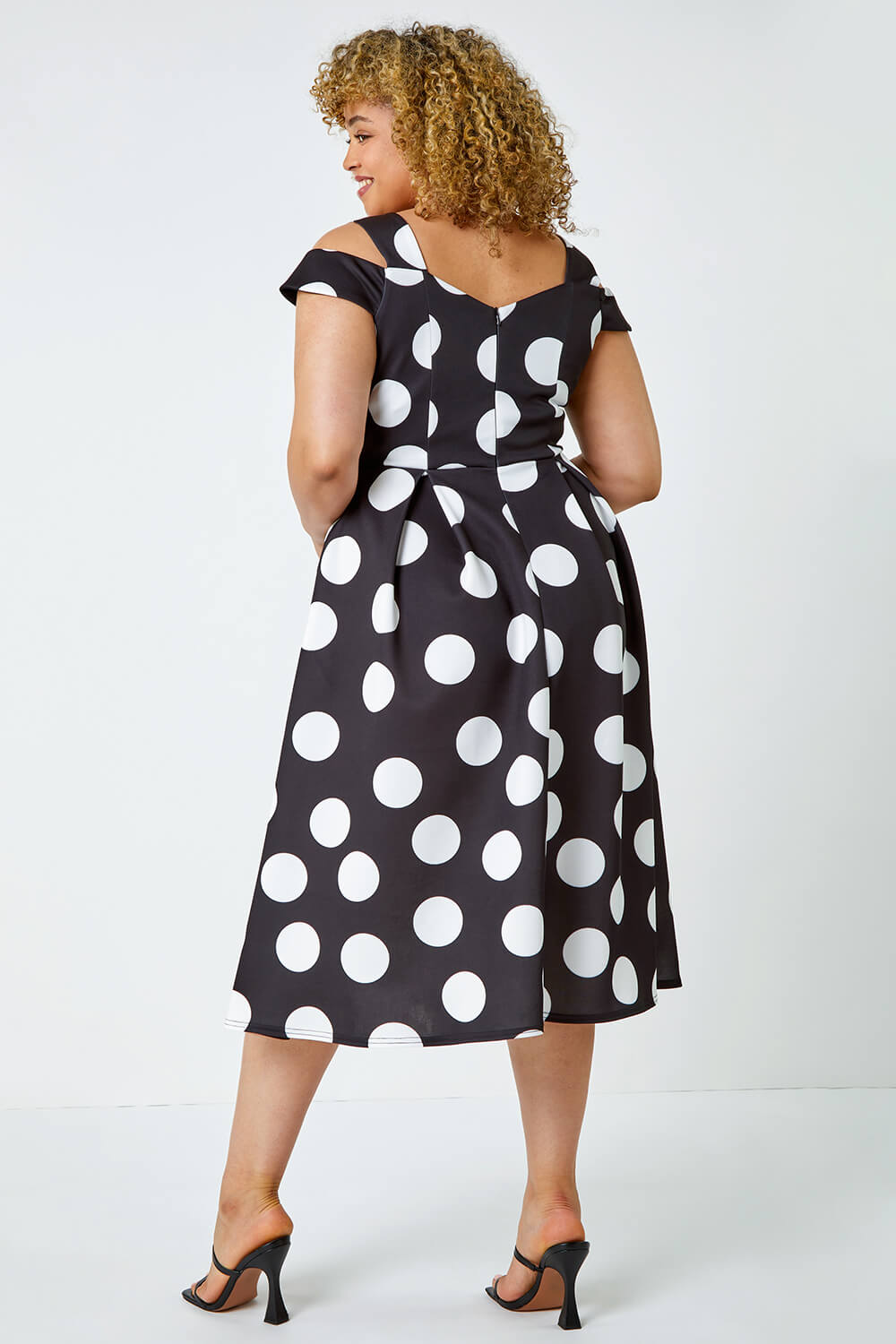 Black Curve Premium Stretch Polka Dot Dress, Image 3 of 5