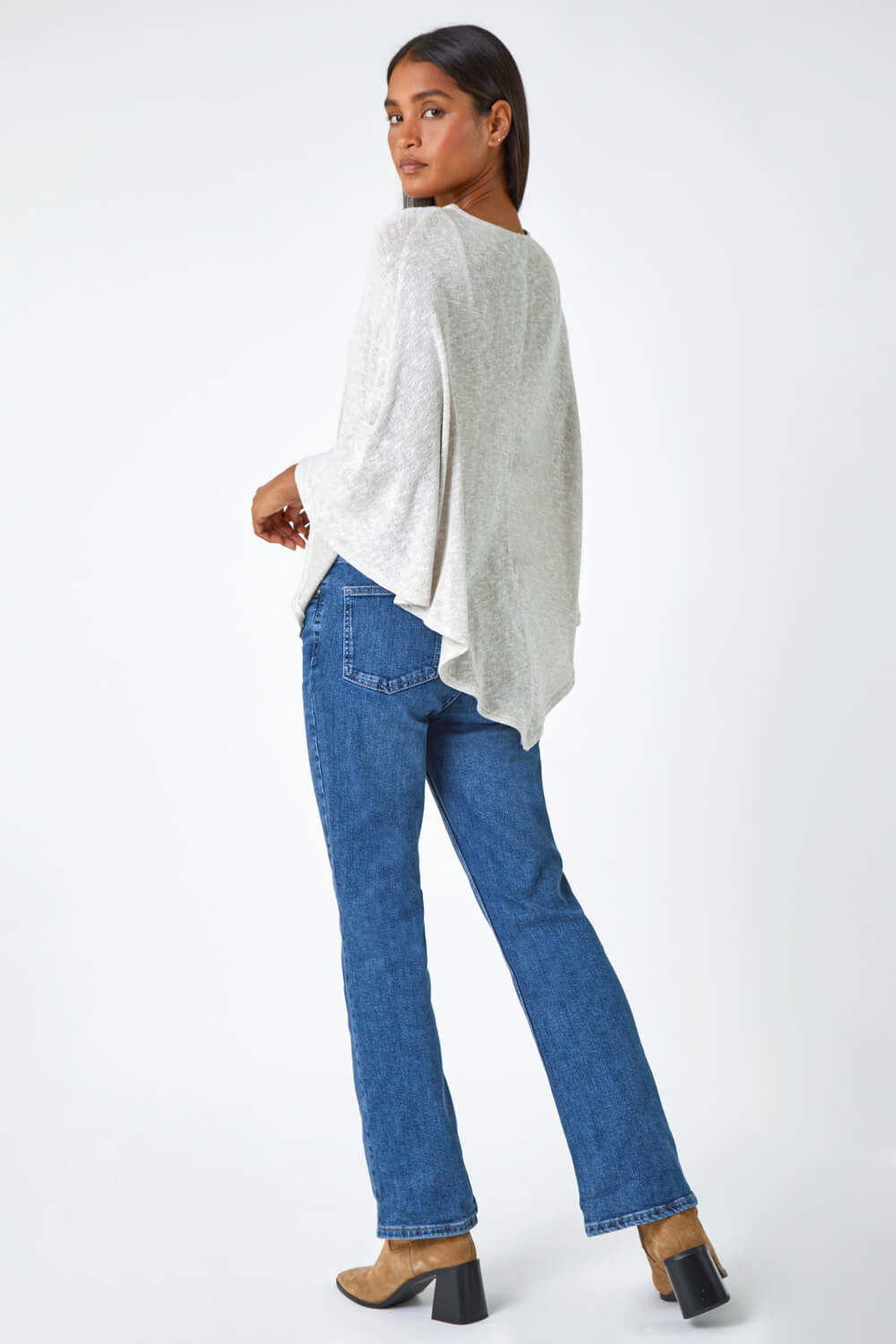 Stone Marl Stretch Knit Jersey Top, Image 3 of 5