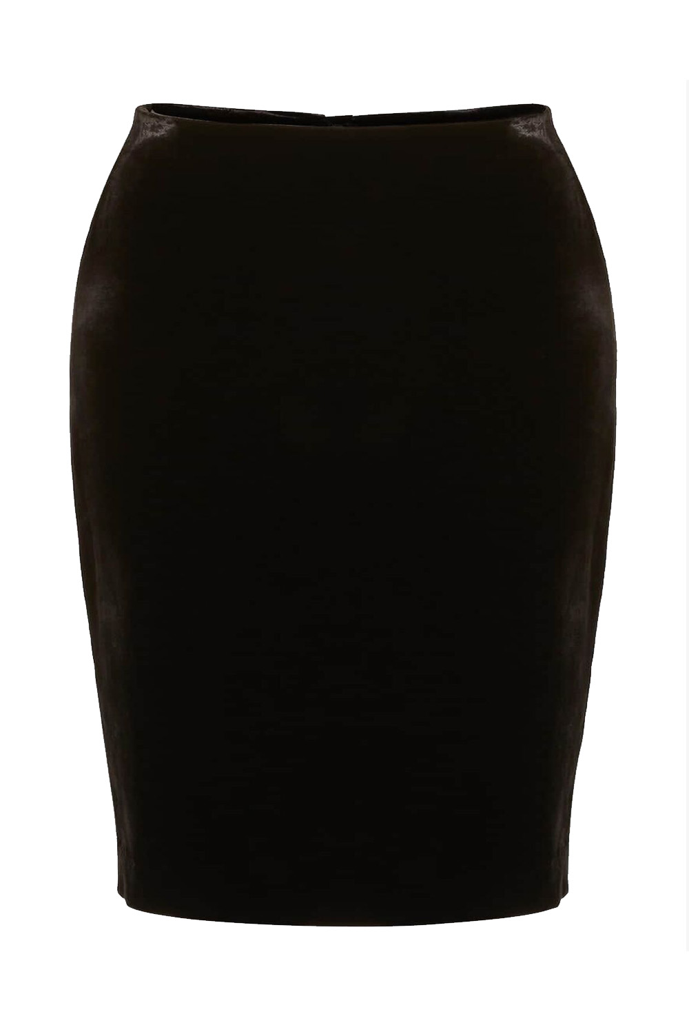 Black Velvet Knee Length Pencil Skirt, Image 6 of 6