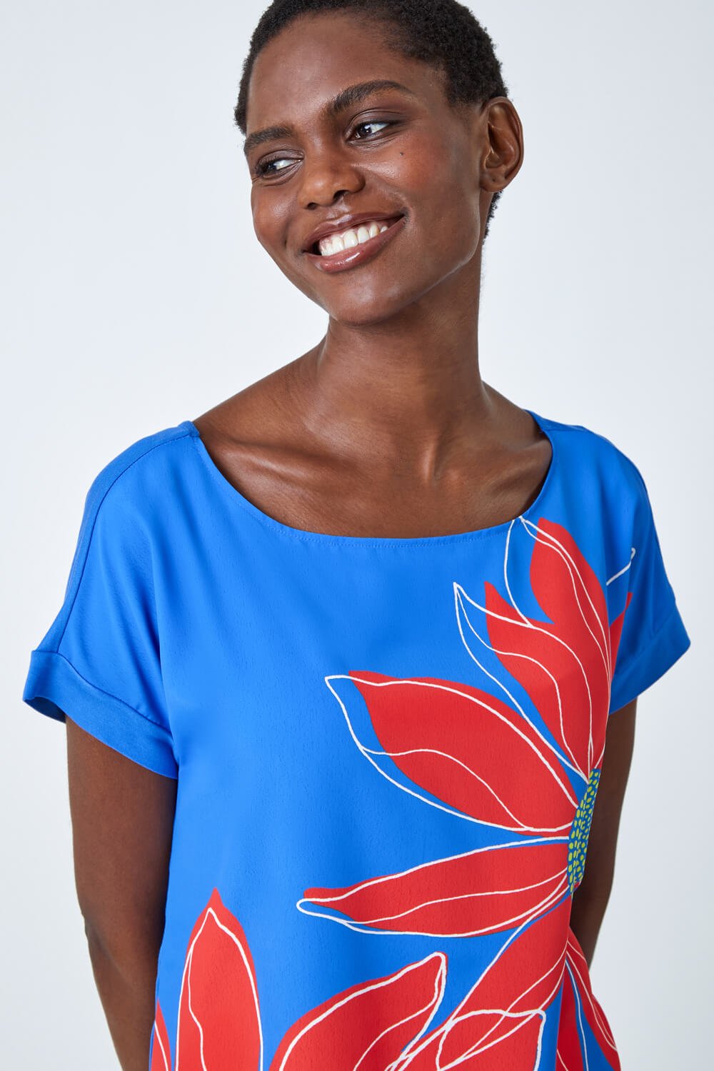 ORANGE Contrast Floral Print T Shirt, Image 5 of 5
