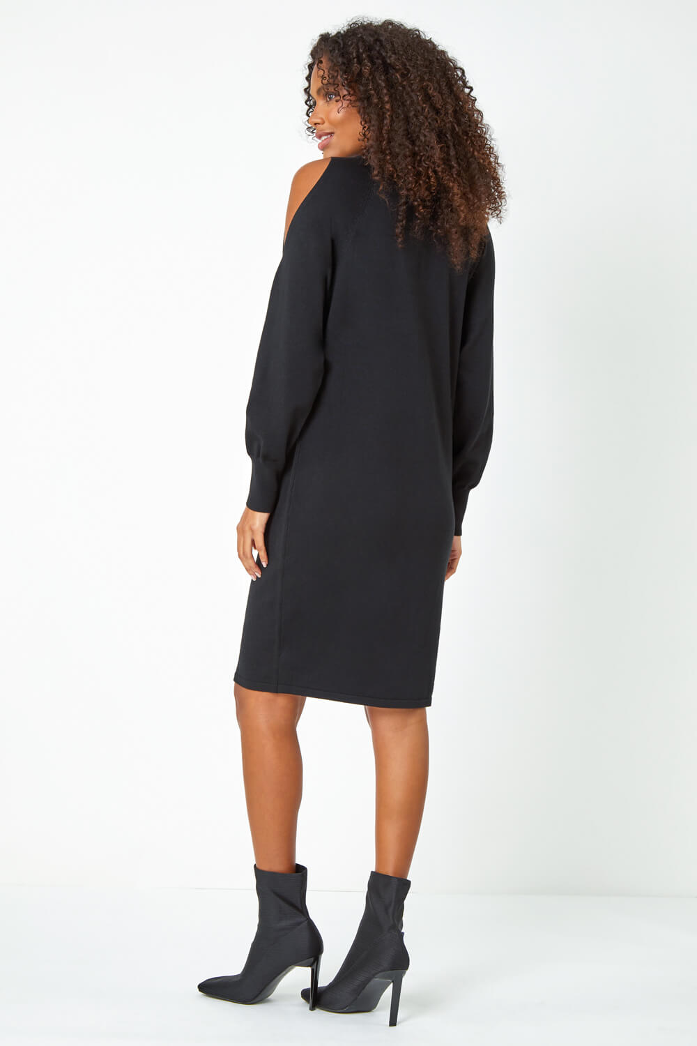 Black Embellished Split Sleeve Jumper Dress, Image 4 of 5