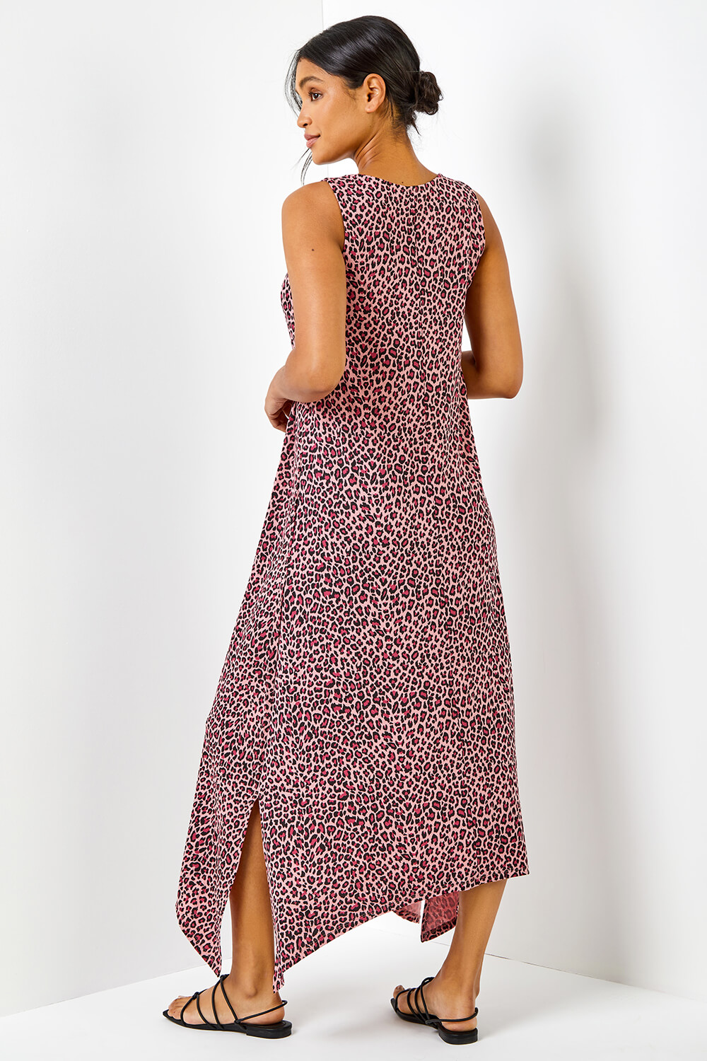 PINK Cheetah Print Hanky Hem Maxi Dress, Image 2 of 5