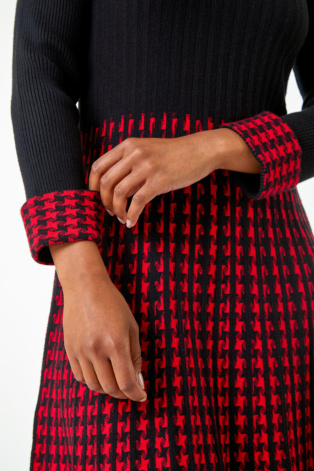 Red Petite Contrast Knit Jumper Dress, Image 5 of 5