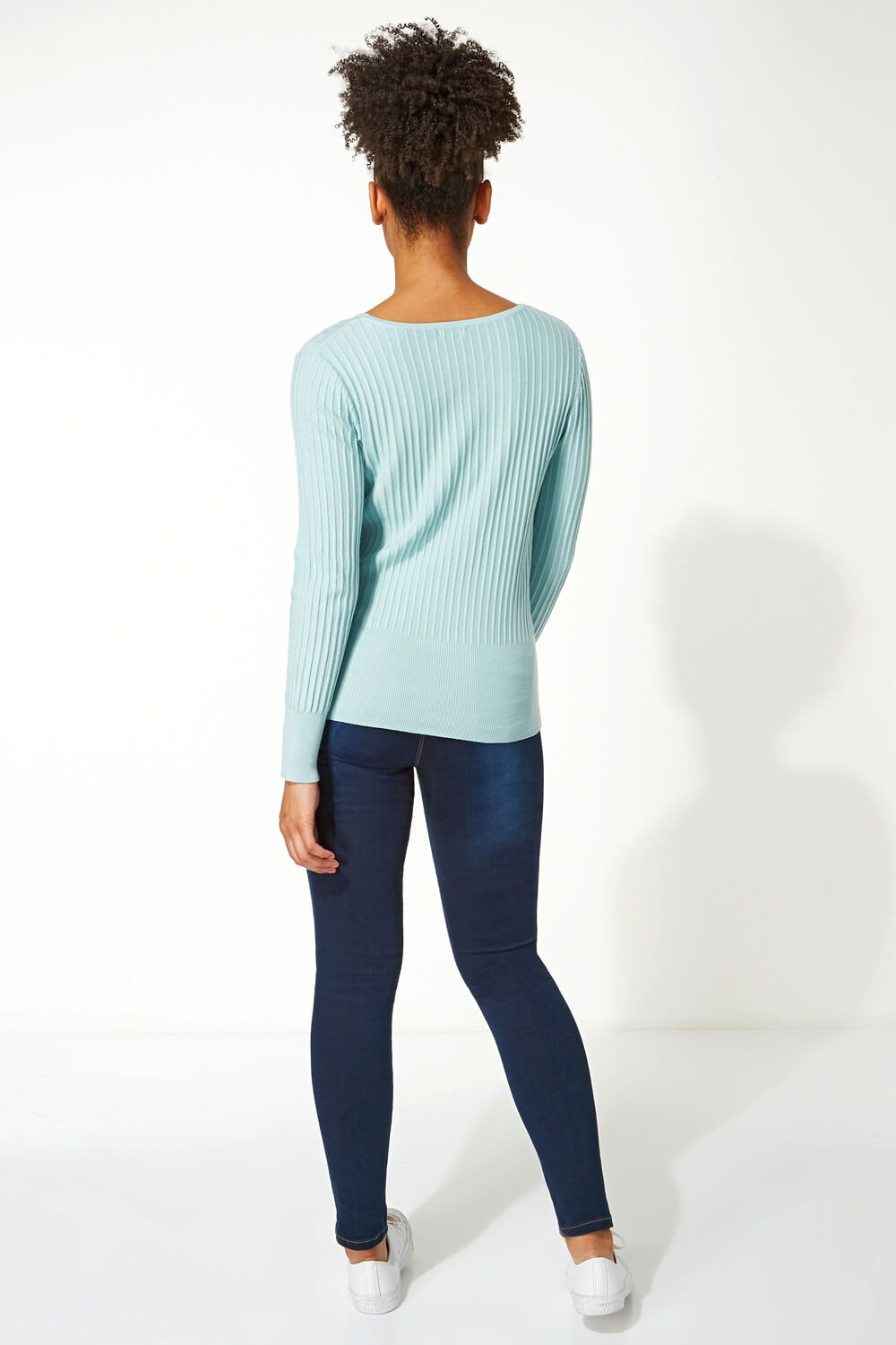 Mint Ribbed Textured Jumper, Image 3 of 5