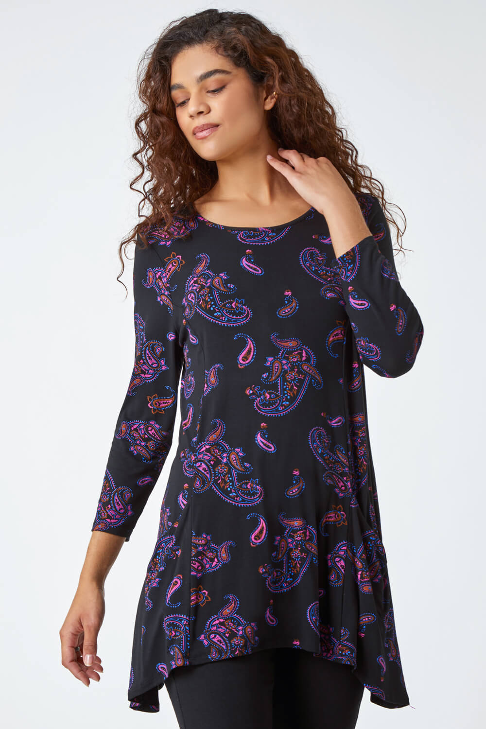 Purple Paisley Pocket Detail Stretch Swing Top, Image 1 of 5