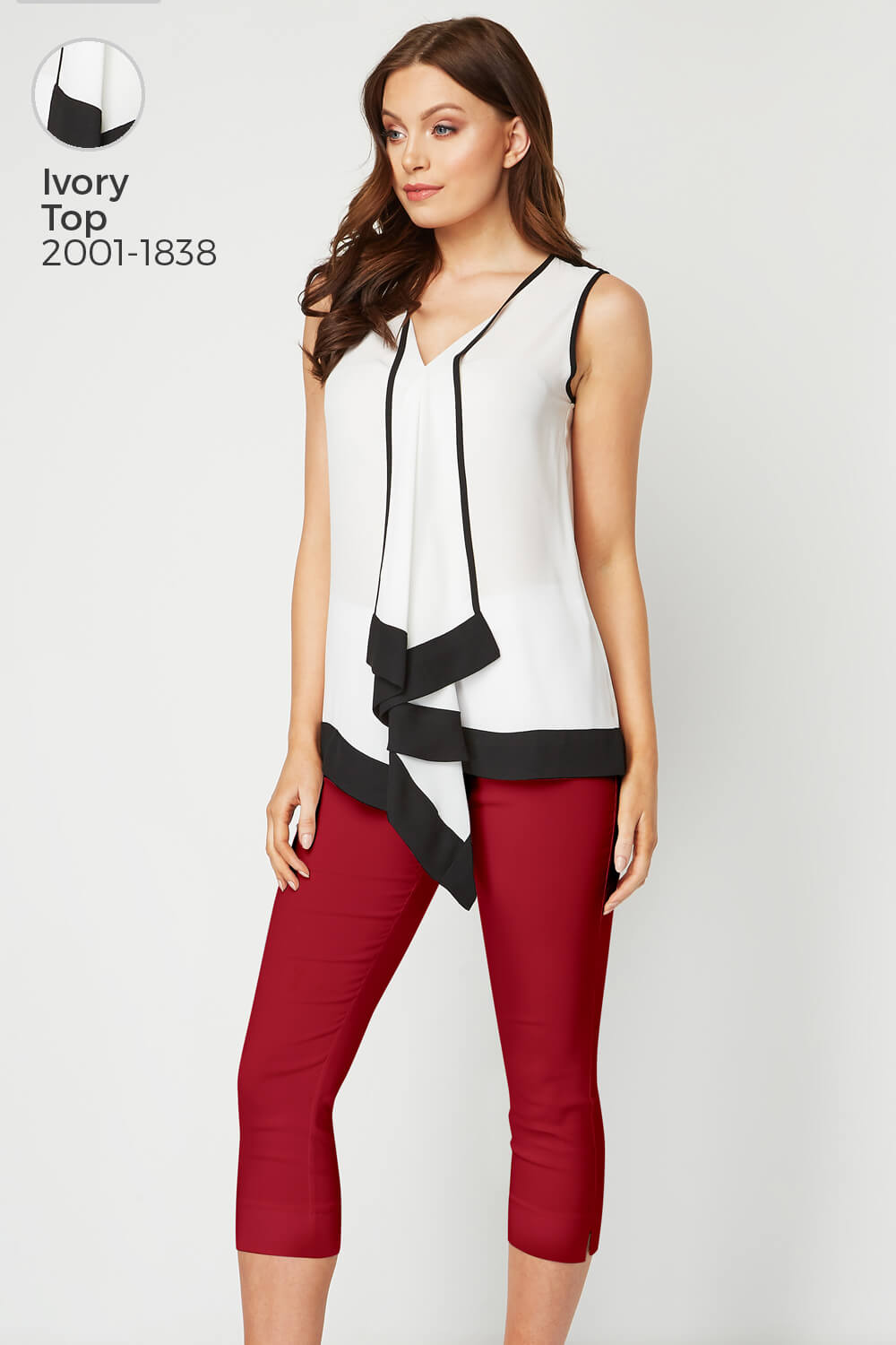 Wine Cropped Stretch Trouser, Image 5 of 6