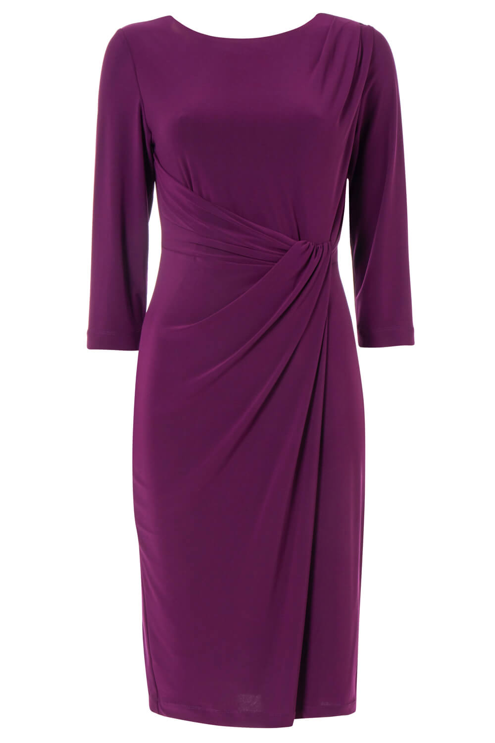 Purple 3/4 Sleeve Twist Waist Dress, Image 5 of 5