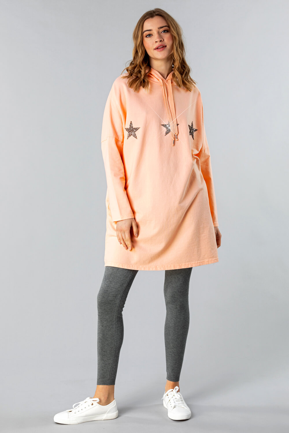 Peach Sequin Star Lounge Hoodie, Image 2 of 4