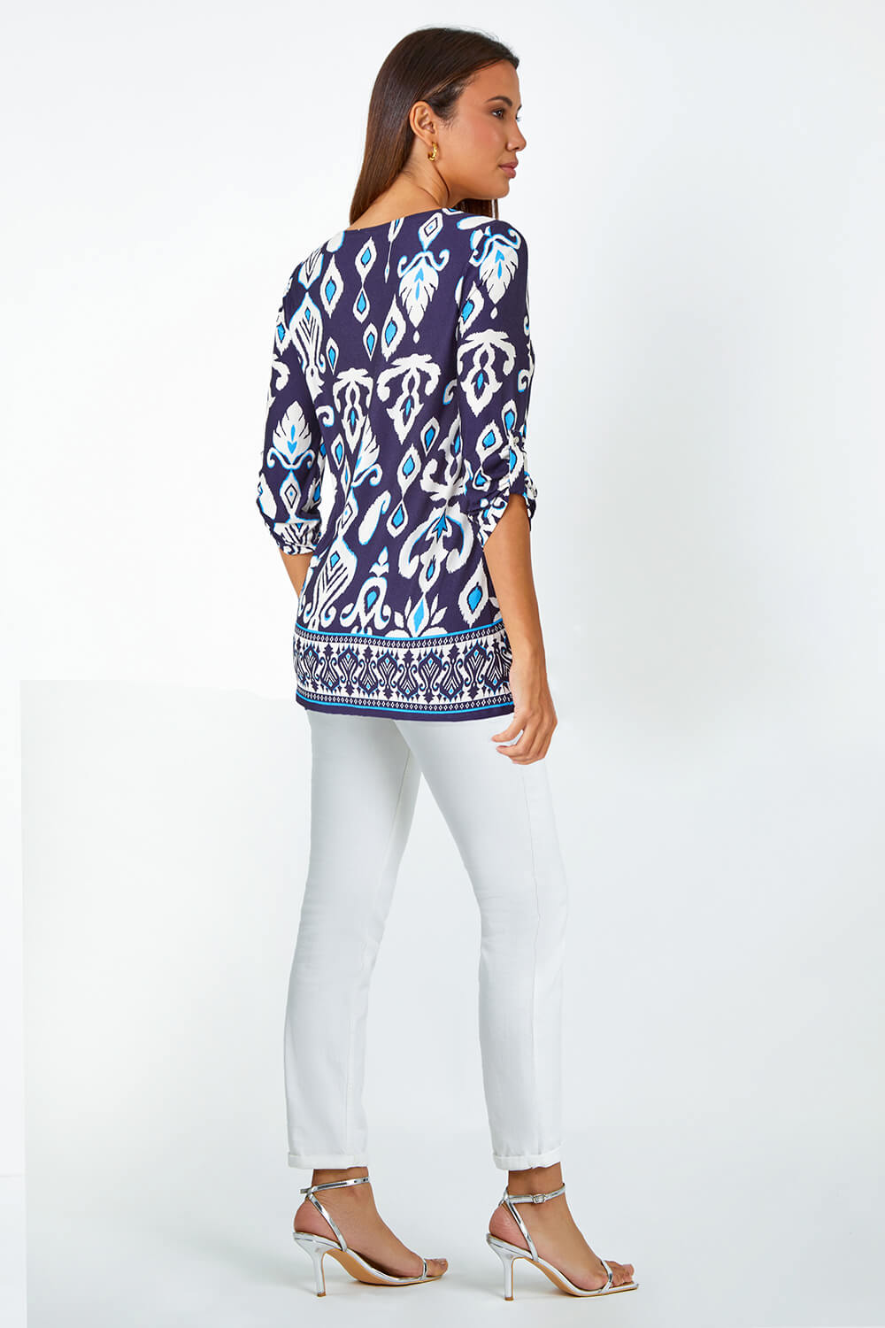 Blue Border Print Stretch Jersey Top, Image 3 of 5