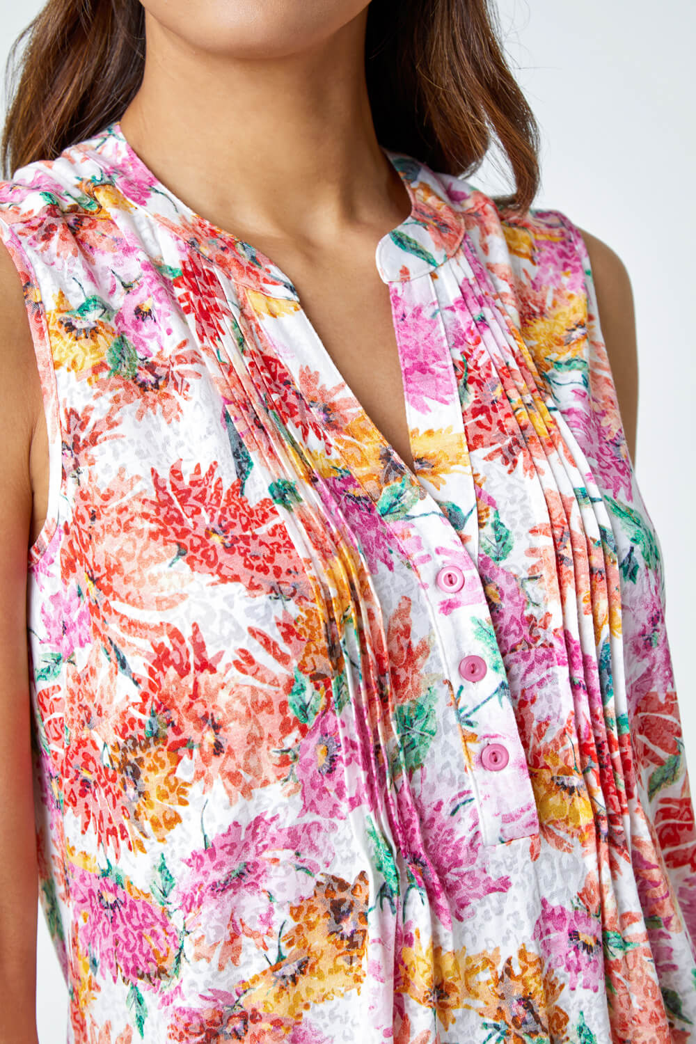 PINK Sleeveless Floral Print Vest , Image 5 of 5