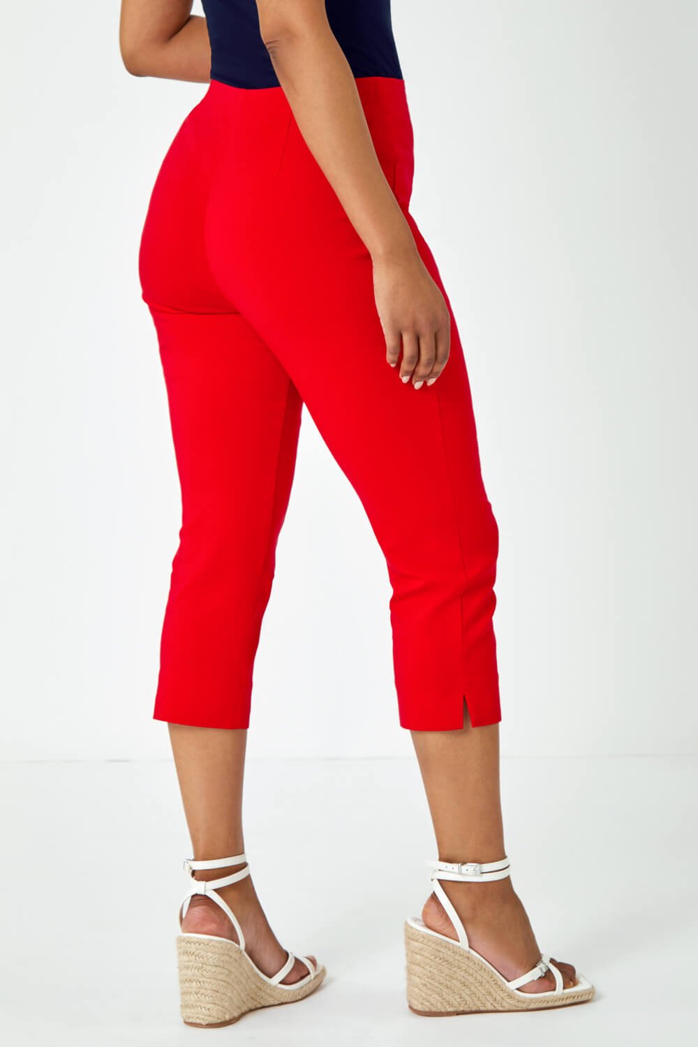 Red Petite Cropped Stretch Trouser, Image 3 of 5
