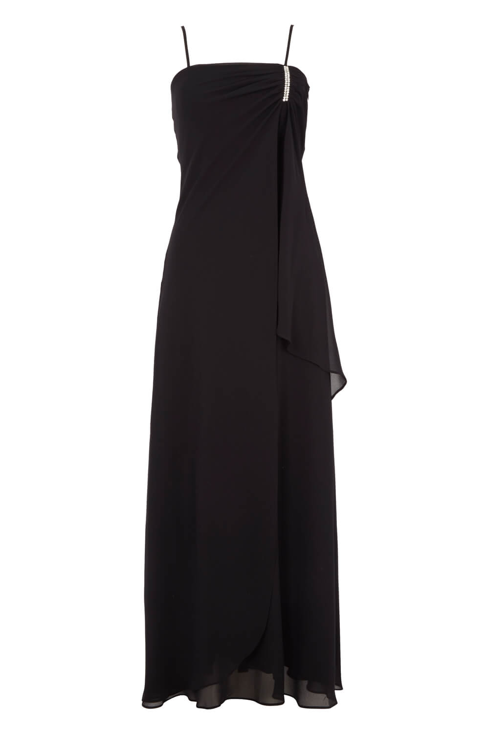 Embellished Chiffon Maxi Dress in Black - Roman Originals UK