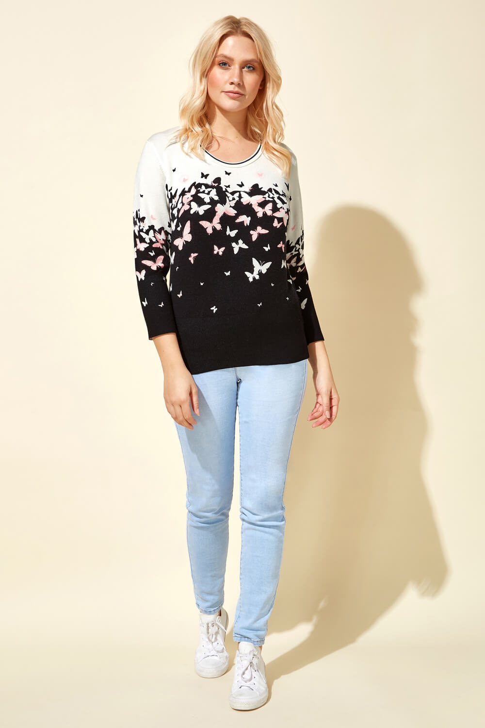 Ivory  Butterfly Print Jumper, Image 2 of 4