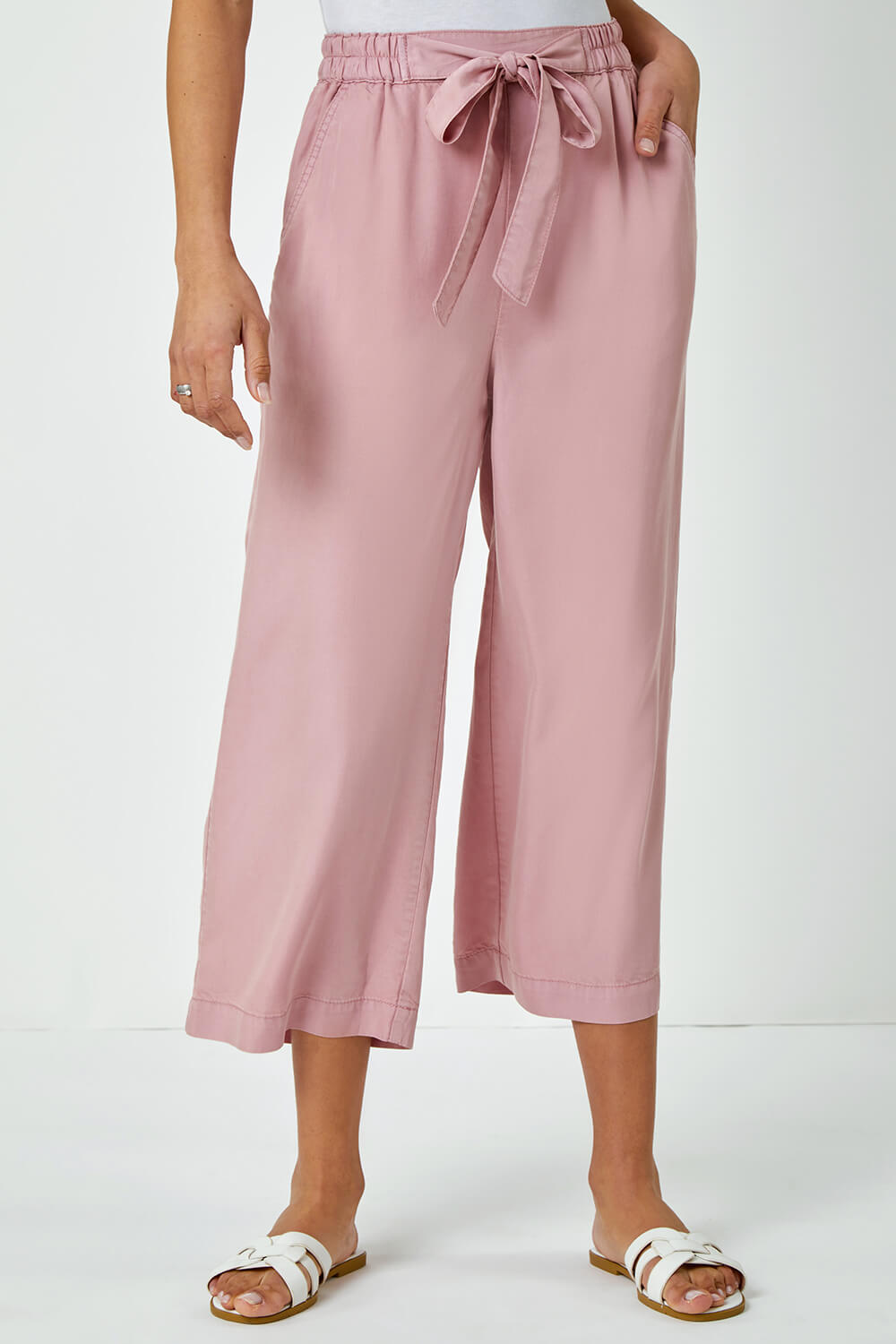 Rose Tie Detail Stretch Waist Culottes, Image 5 of 5