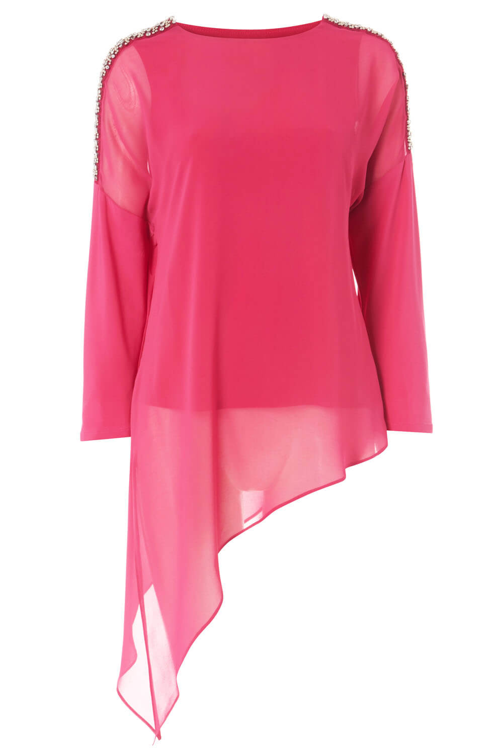 PINK Sparkle Trim Asymmetric Overlay Top, Image 5 of 5