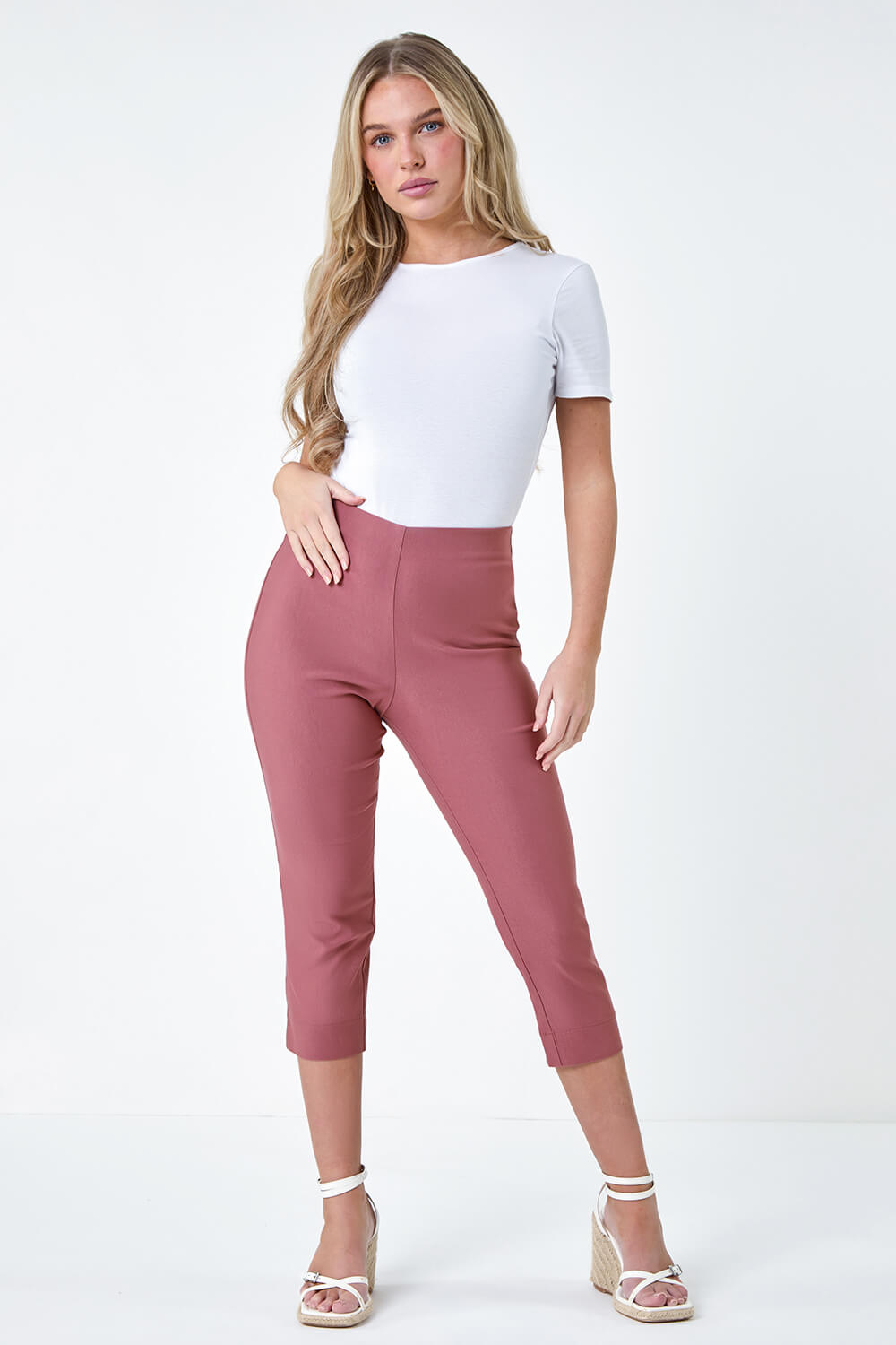 Biscuit Petite Cropped Stretch Trousers, Image 2 of 5