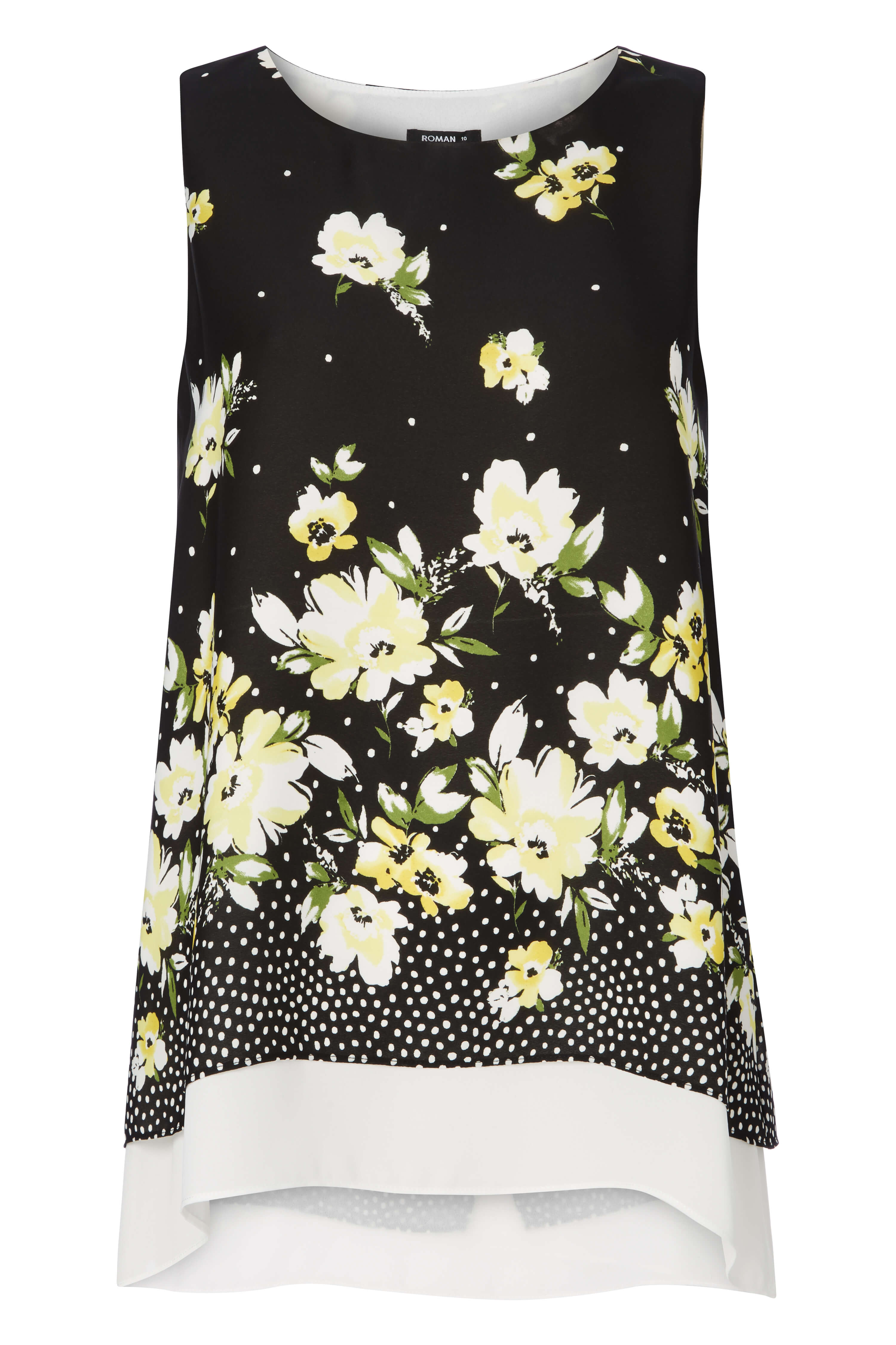 Black Floral Print Overlay Top, Image 5 of 5