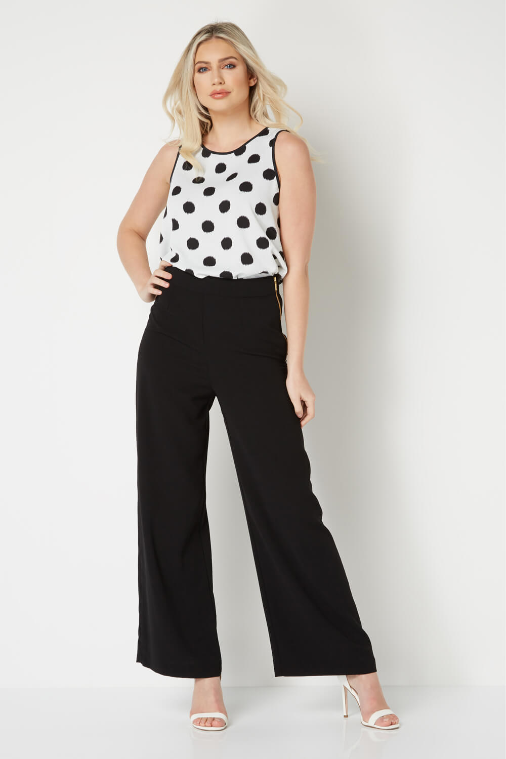 Black Wide Leg Trousers, Image 4 of 6