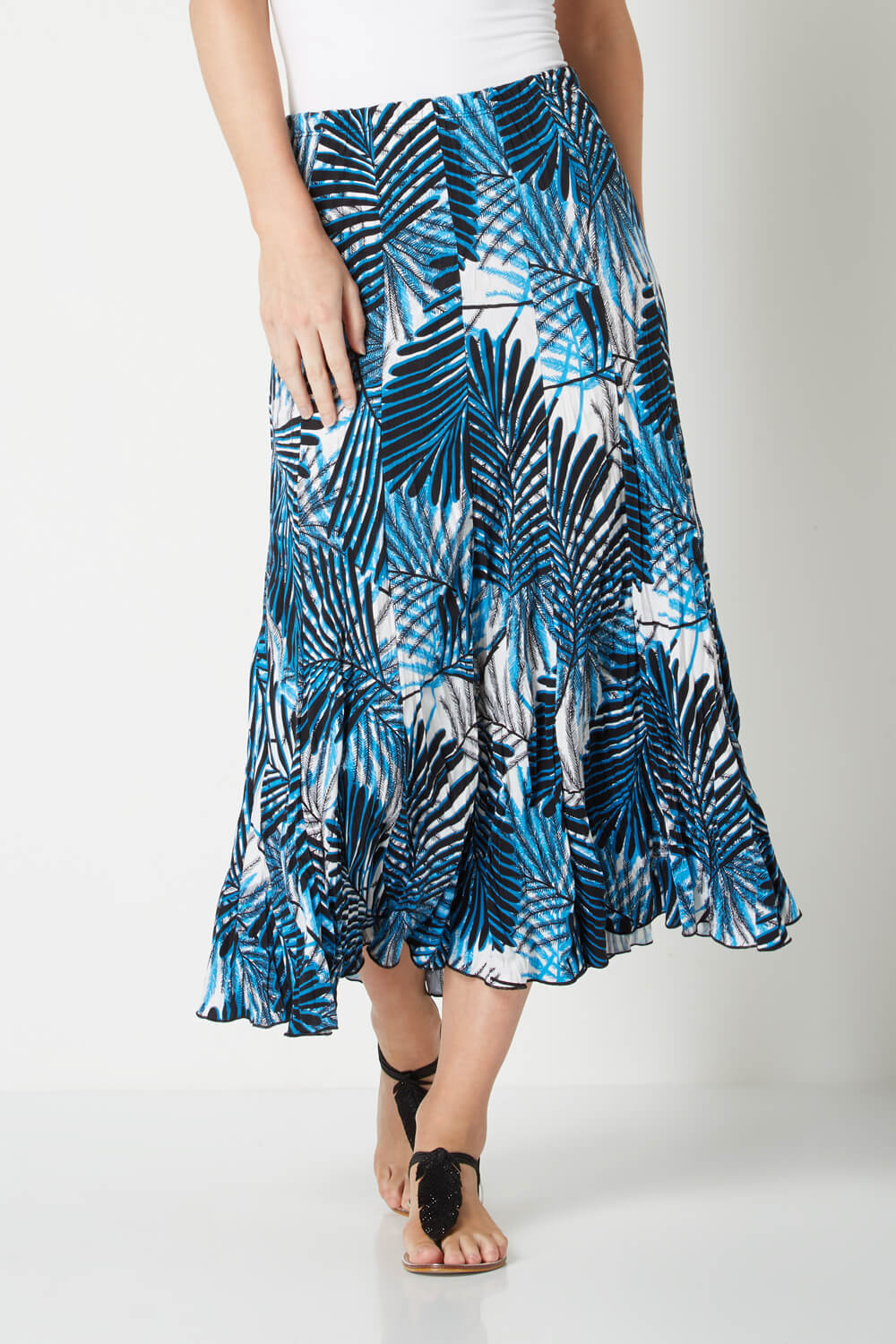 Tropical Print Maxi Skirt in Turquoise - Roman Originals UK