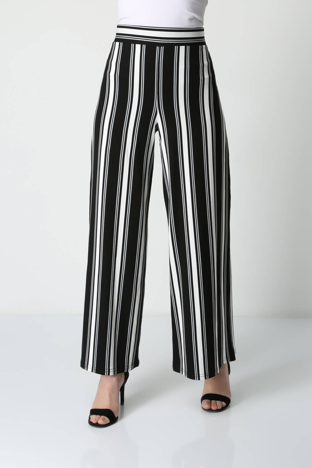 Black stripe wide leg trousers