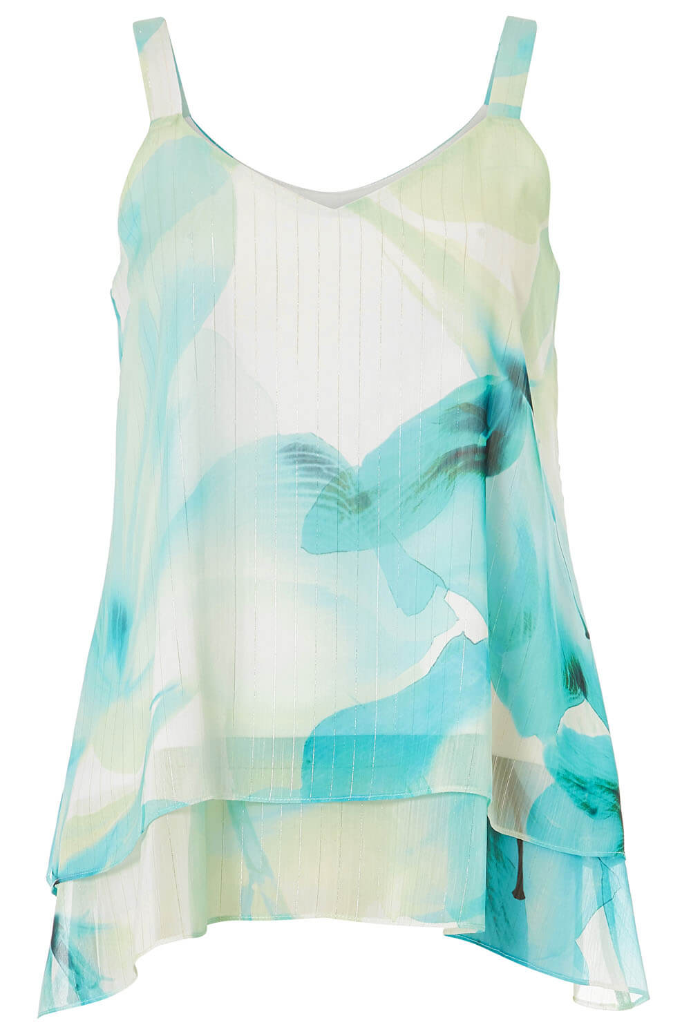 Turquoise Abstract Leaf Shimmer Camisole Top, Image 4 of 4