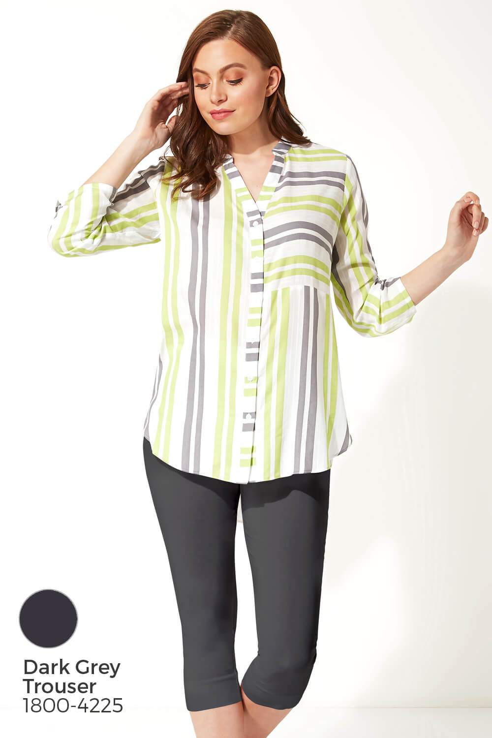 Lime Contrast Stripe Print Shirt, Image 8 of 8