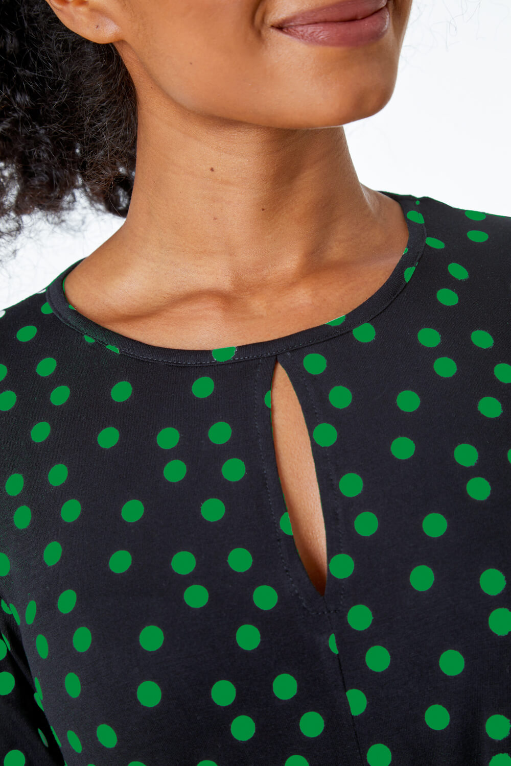 Green Petite Spot Print Keyhole Midi Dress, Image 5 of 5