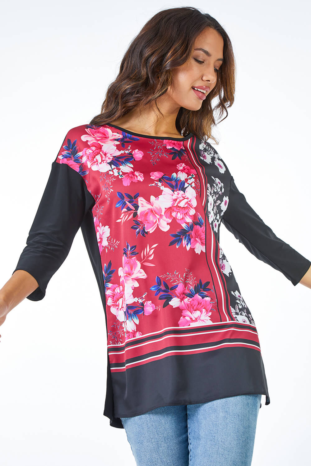 Floral Print Stretch Jersey Tunic