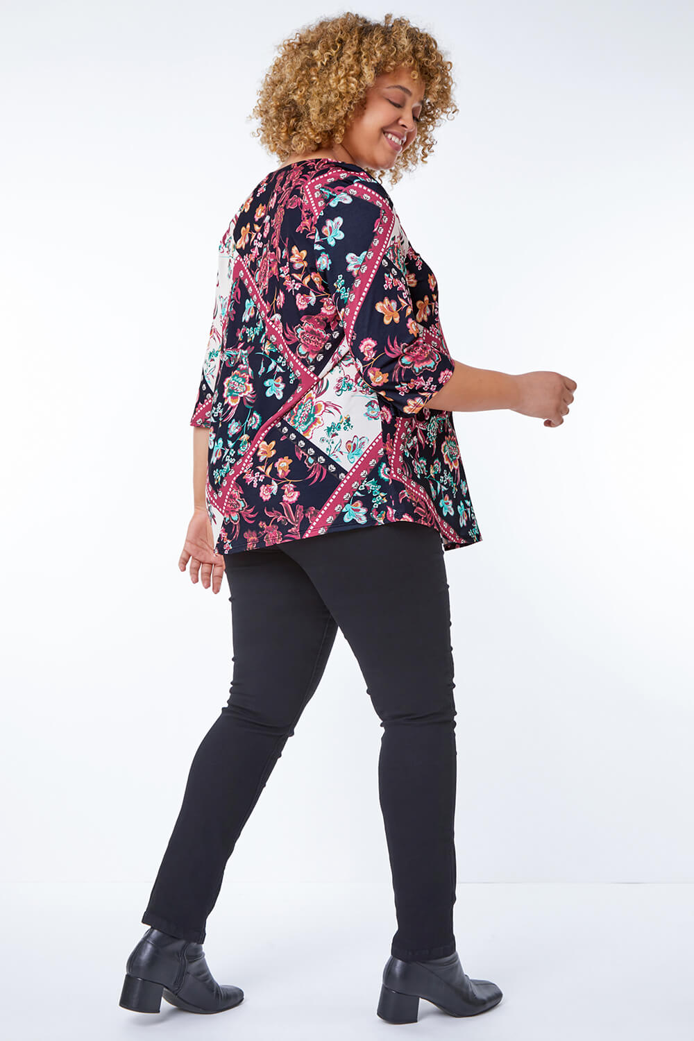 Wine Curve Tile Print Tunic Top, Image 3 of 5
