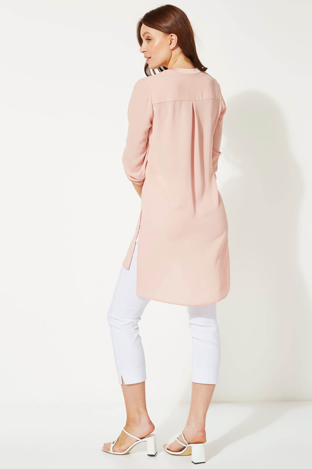 PINK Longline Button Through Blouse, Image 3 of 5