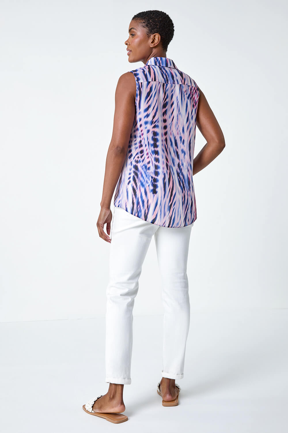 PINK Sleeveless Abstract Print Blouse, Image 3 of 5
