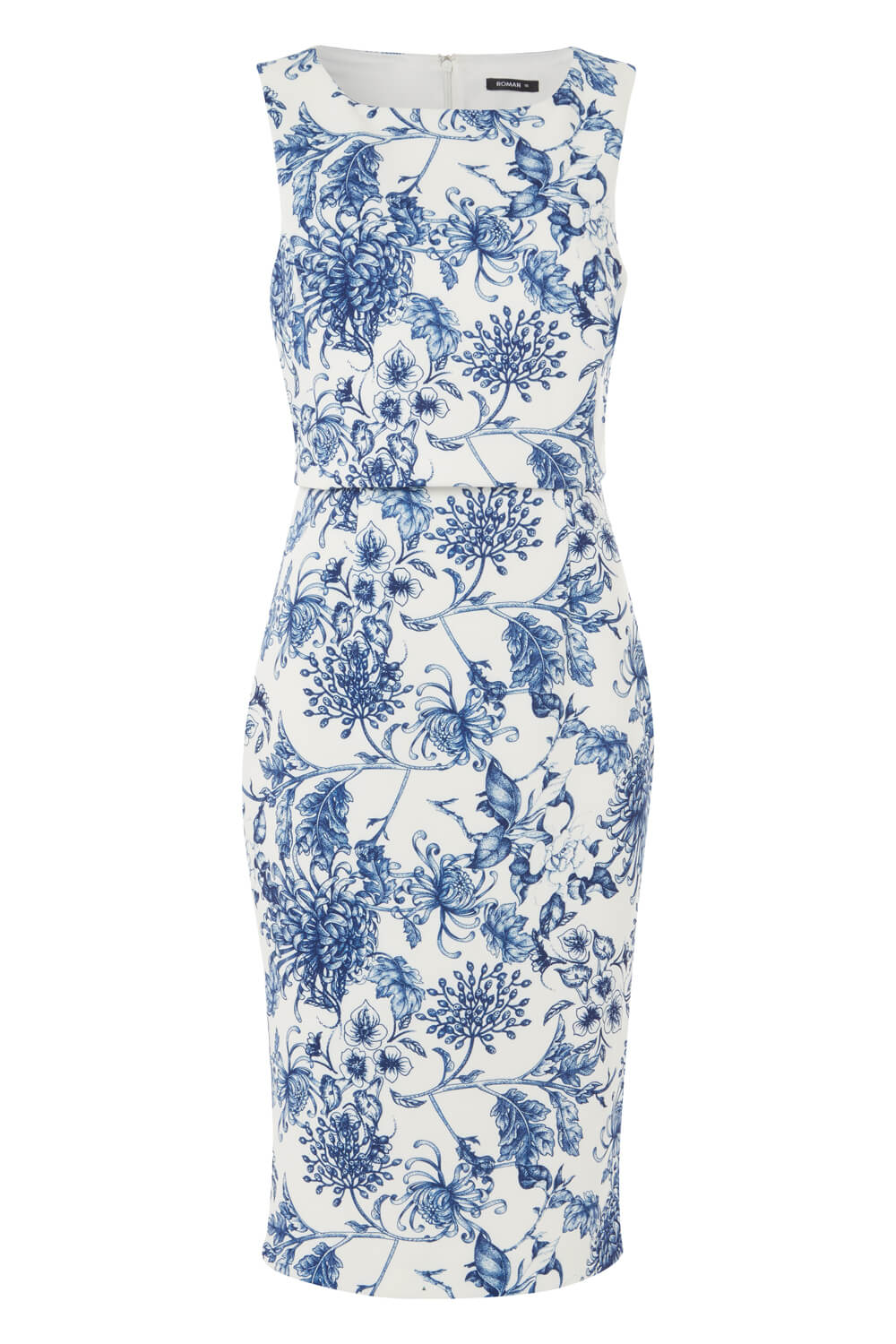 Ivory  Floral Double Layer Scuba Dress, Image 5 of 5