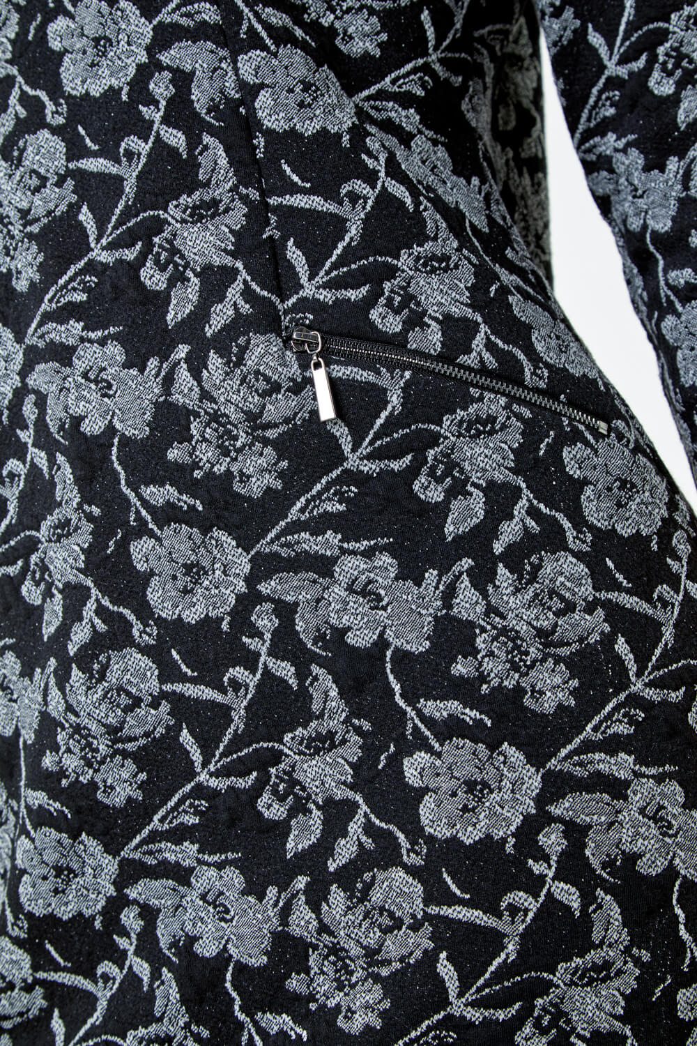 Black Cotton Blend Floral Shift Stretch Dress, Image 5 of 5